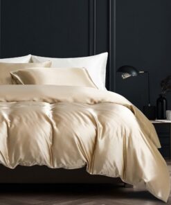 Bettbezug Satin Deluxe, Beige Gold, 140 x 200 cm, weich seidig, für Einzelbett, OEKO-TEX STANDARD 100