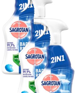 Sagrotan Ozeanfrische 2in1 Desinfektionsreiniger – Zuverlässige Hygiene für Ihr Badezimmer – 1 x 750 ml Sprühflasche (Pa