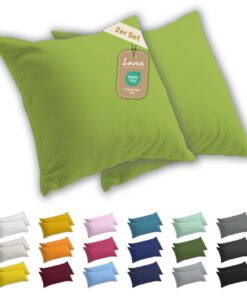 Lavea® Kissenbezug 80x80 2er Set 100% Baumwolle Jersey Oeko-Tex Hautfreundlich Apfelgrün