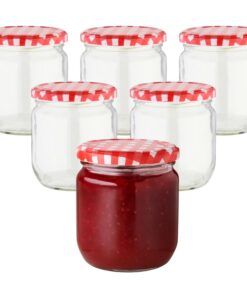 6er Set 425 ml Marmeladengläser mit Etiketten & Deckel – Perfekt zum Einmachen