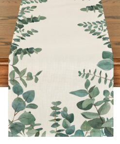 Artoid Mode Sommer Tischläufer Eukalyptus 40 x 140 cm für Küche und Wohnzimmer Urlaubspartiedekoration
