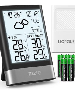 LIORQUE Funkwetterstation mit Außensensor für Outdoor-Besucher mit Wettervorhersage | LIORQUE Digital Thermometer Hygro