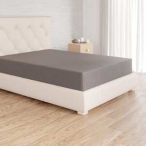 Amazon Basics Spannbettlaken, Baumwolle, Dunkelgrau,Comfort für die ganze Familie, Matratzenhöhe bis 30 cm, 120x200 cm,