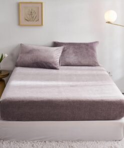 Luowei Warme Spannbettlaken 180x200 cm Flauschig Plüsch für Winter Topper Matratze bis 30 cm Hohe Grau Flanell