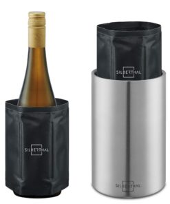 SILBERTHAL Weinkühler Edelstahl Doppelwandig - Aktive Kühlung mit 2 Kühlakkus für Weißwein & Rosé