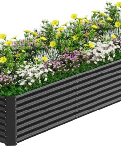 Rechteckiges Edelstahlarbeitsbereich hochbeet, 366 x 122 x 61 cm, für den Anbau von Gemüse, Blumen und Obst, witterungsd