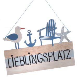 Dio Schild Lieblingsplatz Maritim 22x16cm Sperrholz -rellasches Holz, großzügiges Maritim-Motiv, perfekt für Kinderzimme