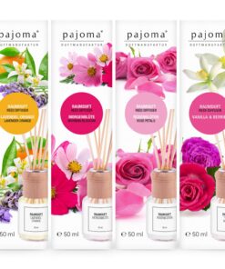 Pajoma® Raumduft Set für studiosa Women - 4X 50ml Duftrichtung Morgentau, Rosenblüten, Lavendel-Orange, Vanilla & Berri