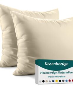 Kissenbezug 80x80 - Mikrofaser Oeko-TEX Zertifiziert - Beige - 2er Set Kopfkissenbezug für Kissen 80 x 80 Weich & Atmung