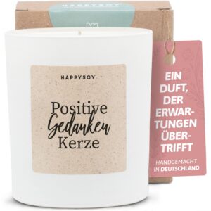 Geschenke für Frauen - Motivationsspruch Duftkerze - Glückskerze Geburtstag - Handgemachte Kerze Sojaolie - 150g - Danke