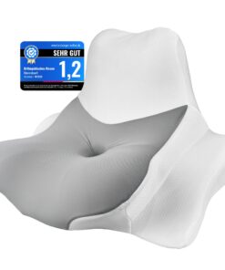 Orthopädisches Memory-Foam-Kopfkissen | Ergonomisch gegen Nackenschmerzen | Für Bauch-, Rücken- & Seitenschläfer Grau