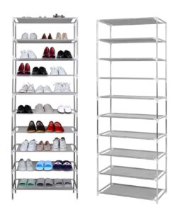 Trintion Schuhregal 10 Ebenen - Platzsparend Für Flur Und Schlafzimmer - Top Schuhaufbewahrung - 27 X 55 X 155 cm Grau -