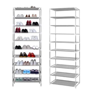 Trintion Schuhregal 10 Ebenen - Platzsparend Für Flur Und Schlafzimmer - Top Schuhaufbewahrung - 27 X 55 X 155 cm Grau -