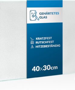 Glasschneidebrett 40x30 rutschfest mit Füßen ohne Mikroplastik – hygienisch kratzfeste hitzebeständige Küchenbrett
