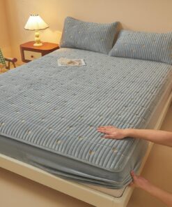 KLUOT Flauschige Plüsch Spannbettlaken 90 x 200 + 25 cm mit 1 x Kissenbezug Winter Cashmere-Touch für Wohlfühl Garantie