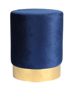 Harbour Housewares Runde Samt Pouffe Blau 29x36cm