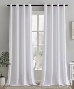 MIULEE Transparente Voile Gardinen für Wohnzimmer Halbtransparent Stores Weiß 2er Set 140x245cm