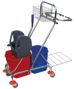 Profiputzwagen Doppelfahreimer Reinigungswagen mit Doppelbacken-Mopp-Presse |Doppelfahreimer Reinigungswagen für Profis