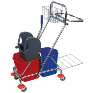 Profiputzwagen Doppelfahreimer Reinigungswagen mit Doppelbacken-Mopp-Presse |Doppelfahreimer Reinigungswagen für Profis