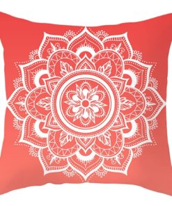 Korallenweiß Mandala-Blumenmuster Kissenbezug 50x50cm - Dekoration für Couch und Sitzkissen | Mandala-Blumenmuster Kiss