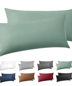 BEDSURE Weich Atmungsaktive Kissenbezug 40x80 2er Set - Oeko-TEX Zertifiziert, Grasgrün