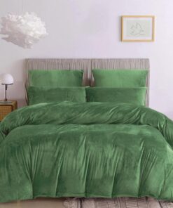 Damier Winter Plüsch Bettwäsche 135x200Grün Dunkelgrün Warm Flauschig Kuschelig Samt Cashmere Touch 2 Teilig Mit Reißver