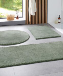 Taracarpet Badematte weich rutschfest waschbar Badezimmer-Teppich WC Deko Set kombinierbar Mint Grün 060x120 cm