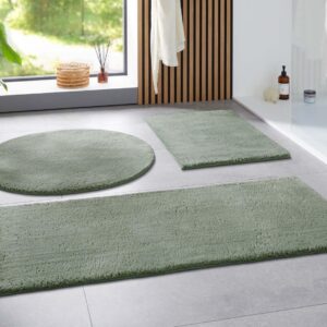 Taracarpet Badematte weich rutschfest waschbar Badezimmer-Teppich WC Deko Set kombinierbar Mint Grün 060x120 cm