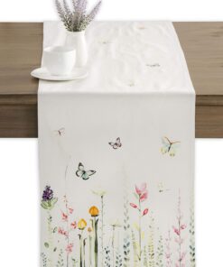 Maison d'Hermine dekorativer Oster-Tischläufer – Botanical Fresh – ideal für Hochzeit & Babyparty (50cm x 150cm) OEKO-TE