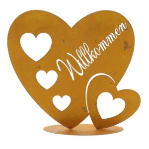 Herz Aufsteller 29x26cm Rost Willkommen Geschenkidee Dekoration