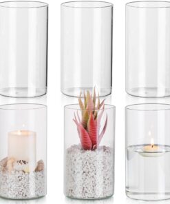 Glasseam Glaszylinder Windlichter: 6er Set Klar Kerzengläser für Stumpenkerzen Hochzeit Wohnzimmer Deko