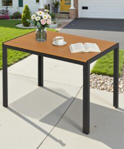 Clevich Outdoor Dining Table Braun & Heat and Weather Resistant Wetterfeste Balkontafel Rectangular Patio Table