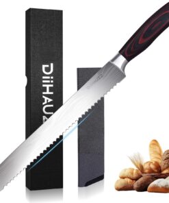 Profischarfes 20cm Brotmesser mit Wellenschliff für Brot, Brötchen & Kuchen aus 5Cr15MoV Edelstahl mit Ergonomischem Hol