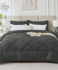 WAVVE Warme Winterdecke 200x200 cm, Weiche Kuschelige Steppbettdecke Grau (1800g Füllung)