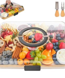 ERNAN Käsebrett Charcuterie Board mit Messer Set 6 Fächer