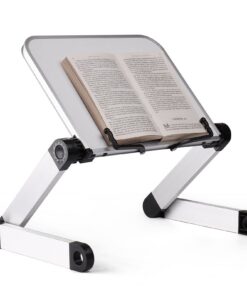OYEFLY Einstellbarer Buchständer - Ergonomischer Leseständer für große schwere Bücher - Einfach zusammenklappbar (Weiß)