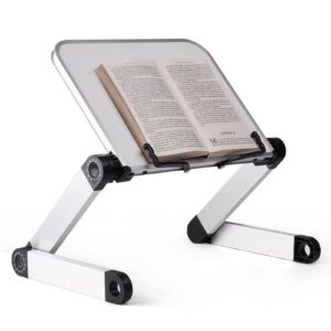 OYEFLY Einstellbarer Buchständer - Ergonomischer Leseständer für große schwere Bücher - Einfach zusammenklappbar (Weiß)