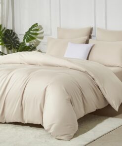 Luofanfei Baumwoll Bettwäsche Beige 135x200 Muster Atmungsaktiv Weich Bügelfrei