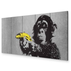 murando - XXL Wandbilder Banksy Affe mit Banane 150x60cm - Kunstdekor Schlafzimmer Wohnzimmer - Urban Street Art Großfor