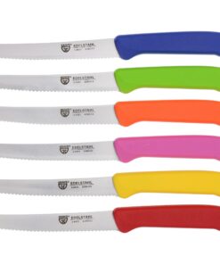 GRÄWE Scharfe Brotmesser 6er Pack - Frühstücksmesser für Brotzeit, Bunt, 21 cm