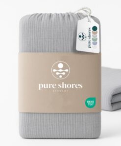 Pure Shores - Musselin Bettwäsche 135x200 | 100% Baumwolle OEKOTEX | Bettwäsche-Sets | Hellgrau | Bettwäsche 135x200 | R