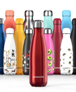 Proworks Edelstahl Trinkflasche | 24 Std. Kalt und 12 Std. Heiß - Premium Vakuum Flasche - Perfekte Isolierflasche für S