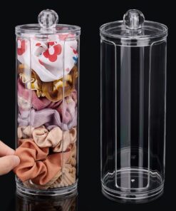 PH PandaHall Frauen Haargummi-Halter Organizer 2PCS Acryl-Haargummi-Organisationsständer mit Deckel 6.9x19.5CM