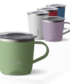 EPPIKAN eppiLungo Edelstahl Thermobecher, Isolierbecher, Kaffeetasse (Moss Green, 220ml) für Kaffee und Tee mit Deckel
