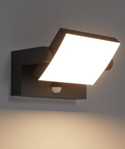 Klighten 24W Außenlampe Schwarz Warmweiss 3000K für Terrasse Bewegungsmelder IP65