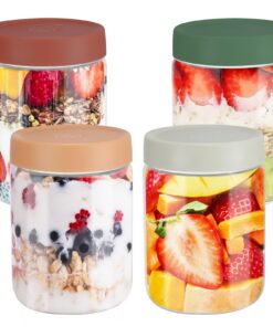 4 Stück 600 ml Meal Prep Gläser für Die Aufbewahrung, Marinieren und Vorbereitung von Mahlzeiten Praktische Meal Prep Bo