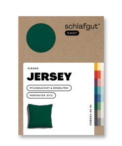 Schlafgut Easy Jersey Kissenbezug 40x40 cm – superweich, atmungsaktiv, 100% Baumwolle Green Deep