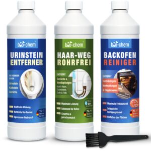 bio-chem Haushaltspezialreiniger Set - Abflussreiniger, Ursteinentferner & Backofenreiniger - Effektiv & Sauber - Made i