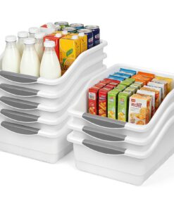 8er Set Große Aufbewahrungsboxen Küche Bad | Niedrige Vorderseite Plastikkörbe Weiß Organizer Regal Schrank