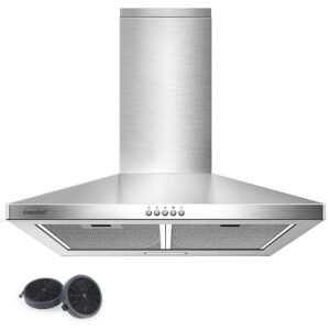 COMFEE CHT |6B Herdabzug 60cm, Wandhaube, Aktivkohlefilter, hoher Luftstrom, Waschbare Fettfilter, LED-Licht, Silver